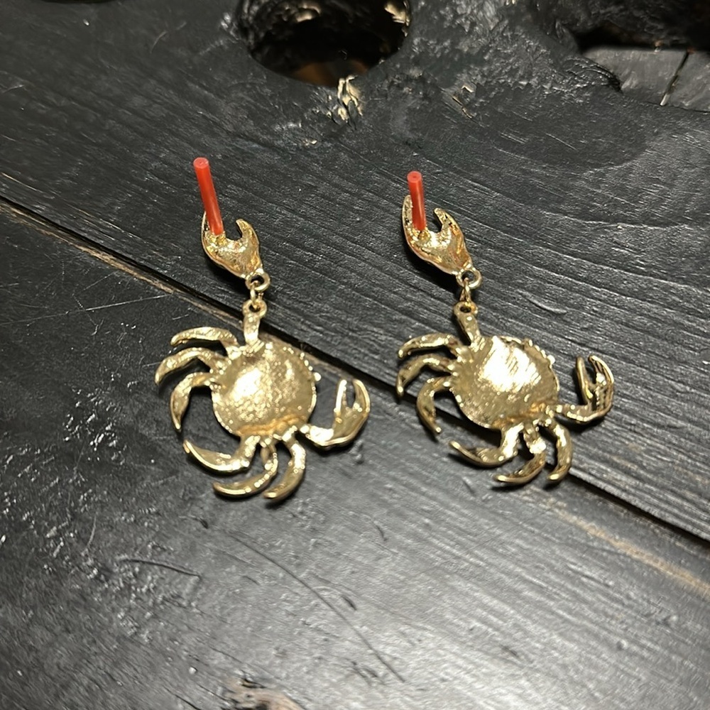 Purple and Gold Crab Earrings - Picture 4 of 4
